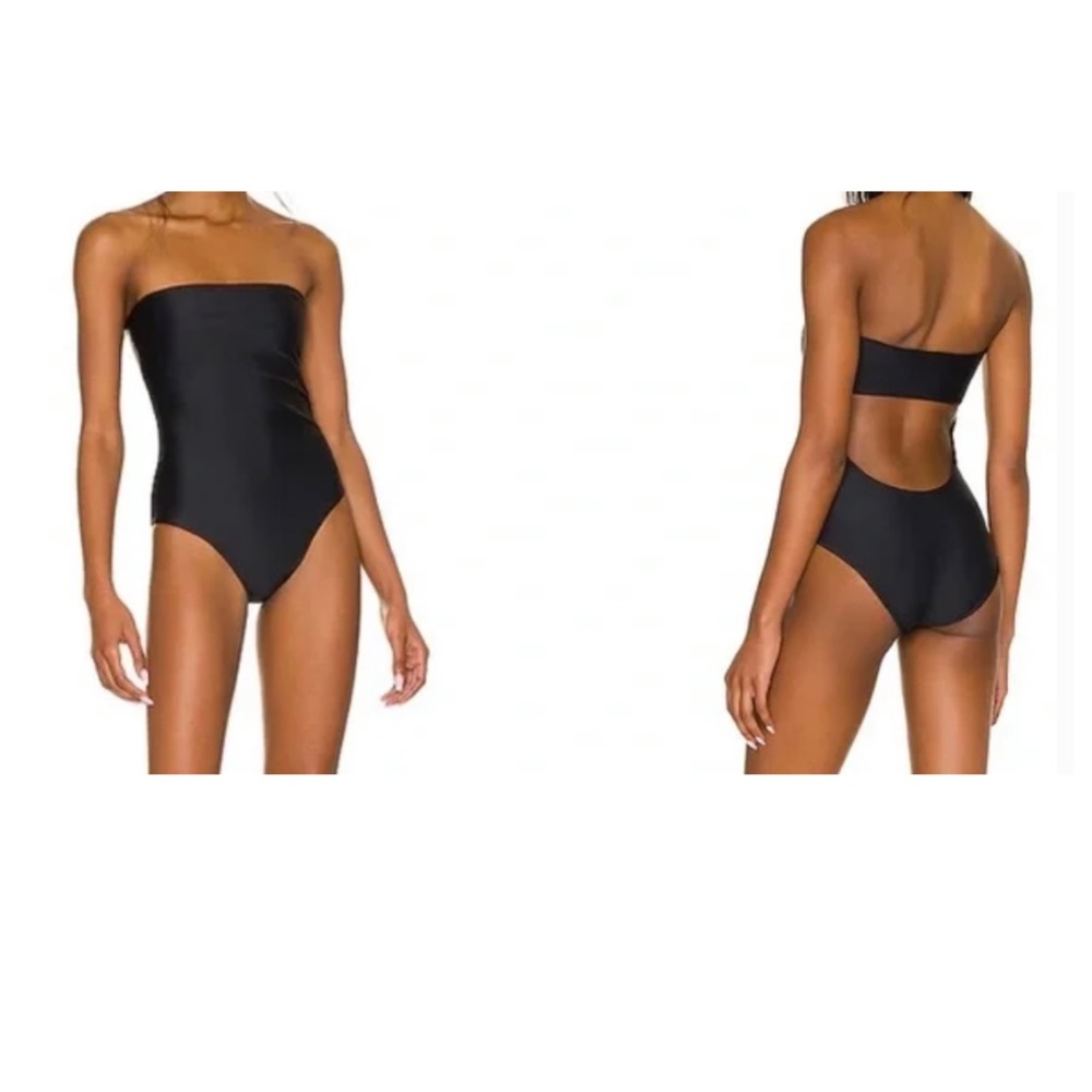 NWOT. Jade Swim Highlight Black Strapless Open Back One Piece Swimsuit. SZ XL